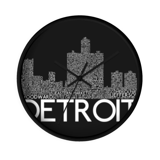 Discover Detroit Skyline Word Art Print - Detroit - Wall Clocks
