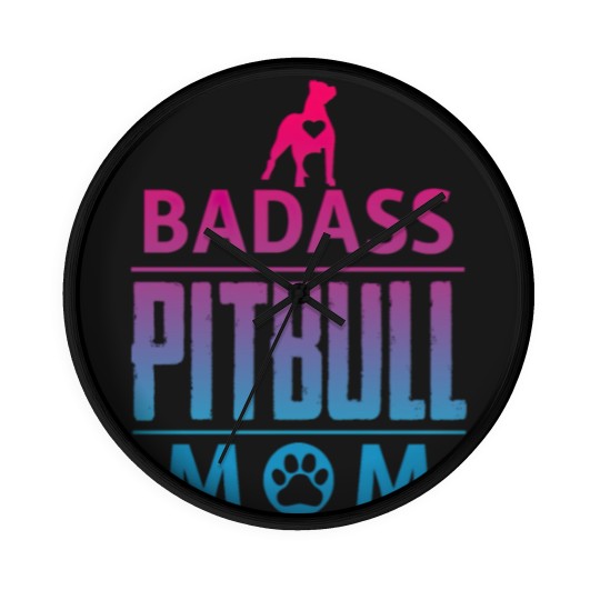 Discover Badass pitbull Mom Wall Clocks