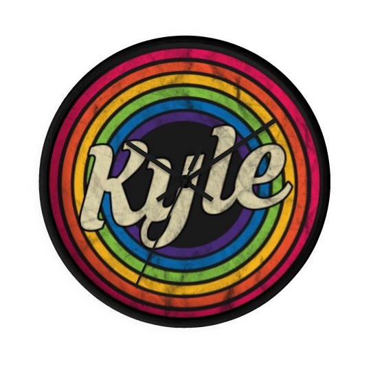 Discover Kyle - Retro Rainbow Faded-Style - Kyle - Wall Clocks