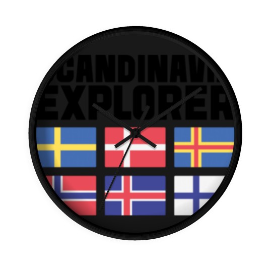 Discover Scandinavia Explorer Flags Iceland Sweden Norway Wall Clocks