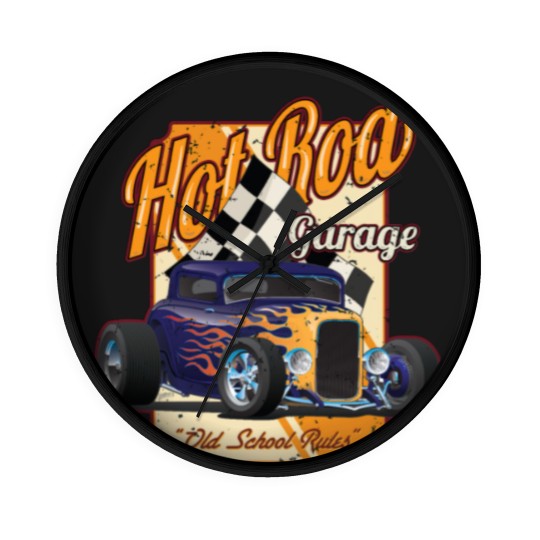 Discover Hot Rod Garage Old School Rules Wall Clocks