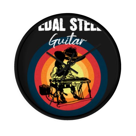 Discover Vintage Pedal Steel Guitar Player Musician Wall Clocks