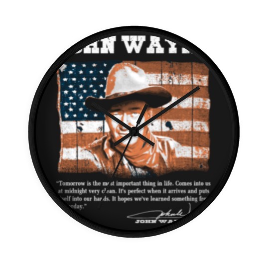 Discover John Wayne - Awesome John Wayne american flag te Wall Clocks