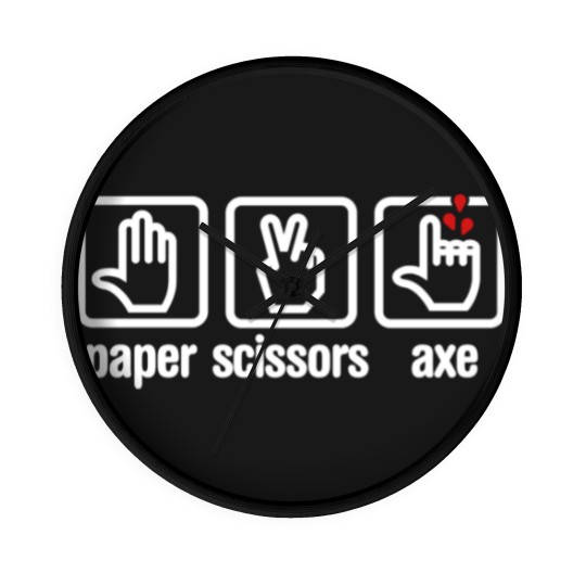 Discover Paper - Scissors - axe - Rock - lumberjack Wall Clocks