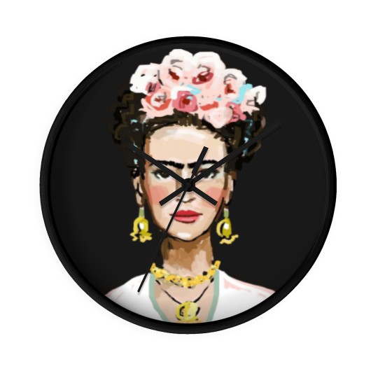 Discover Frida Kahlo Gold Earrings Museum Art Wall Clocks