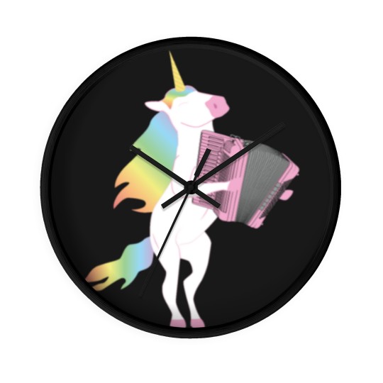 Discover Unicorn Playing Accordion Wall Clocks for Musicians Wall Clocks