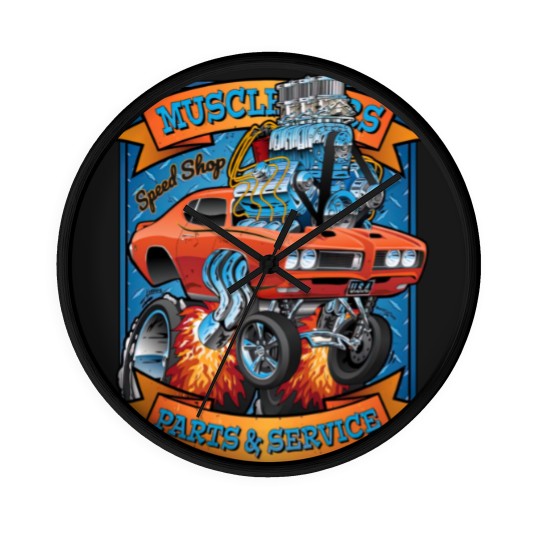 Discover Classic Sixties Muscle Car Parts & Service Cartoon - Muscle Car - Wall Clocks