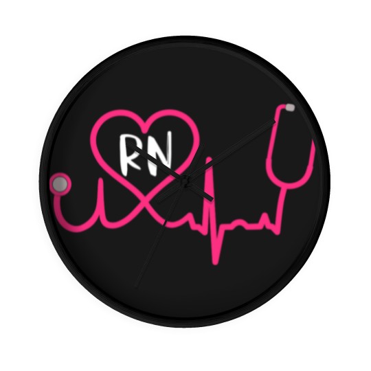 Discover Registered Nurse RN EKG Stethoscope Heart Heartbeat Wall Clocks