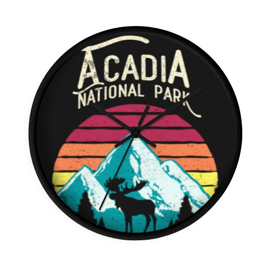 Discover Vintage Acadia National Park Maine Mountains Moose Wall Clocks
