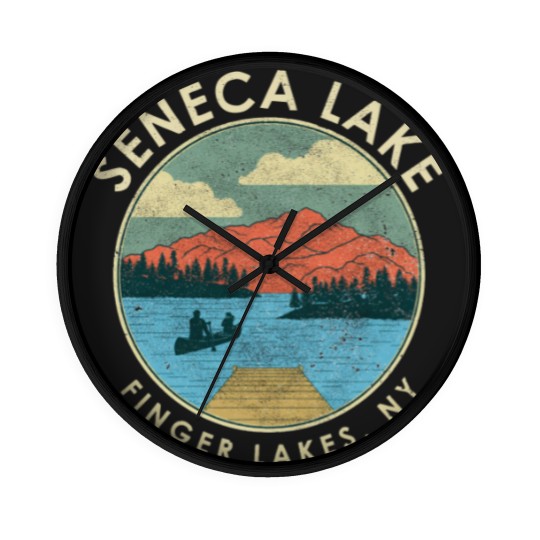 Discover Finger Lakes NY New York Seneca Lake print Wall Clocks