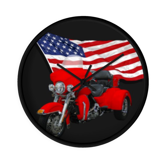 Discover Trike with Flag Wall Clocks