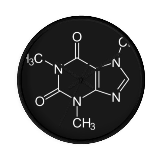 Discover Caffeine Molecule Coffee Coffee Lovers Funny Gift Wall Clocks