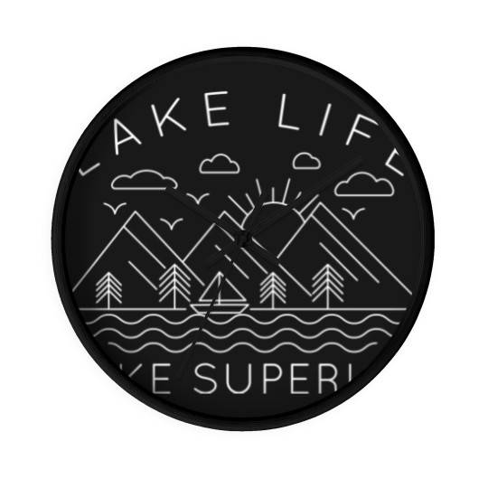 Discover Lake Superior - Lake Life Geometric Illustration - Lake Superior - Wall Clocks