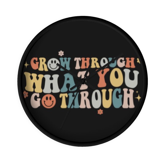 Discover Grow Through What You Go Through, Positive Wall Clocks, Motivational Wall Clocks, Positive Saying Wall Clocks