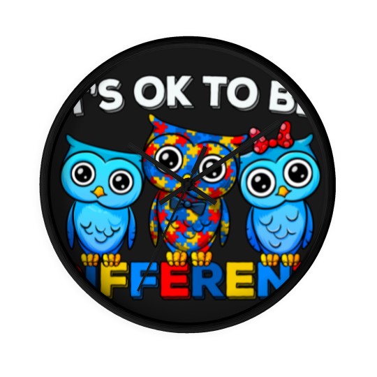 Discover Autism Awareness Cute Owl Animal It's Ok To Be Different Wall Clocks