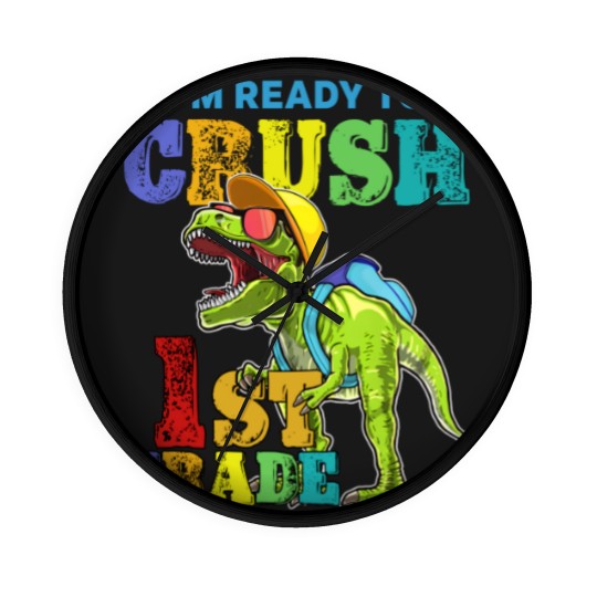 Discover I'm Ready To Crush 1St Grade Dinosaur Back To Scho Wall Clocks