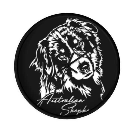 Discover Australian Shepherd Aussie dog portrait - Australian Shepherd Lover - Wall Clocks