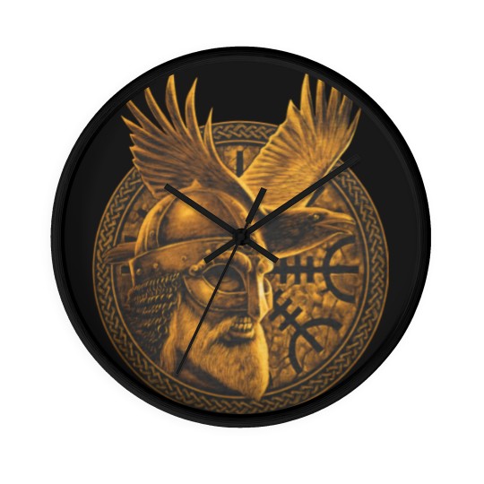 Discover Norse God ODIN & Huginn Raven Men's Wall Clocks