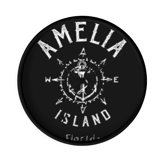 Discover Amelia Island Nautical Compass Rose Florida birthd Wall Clocks