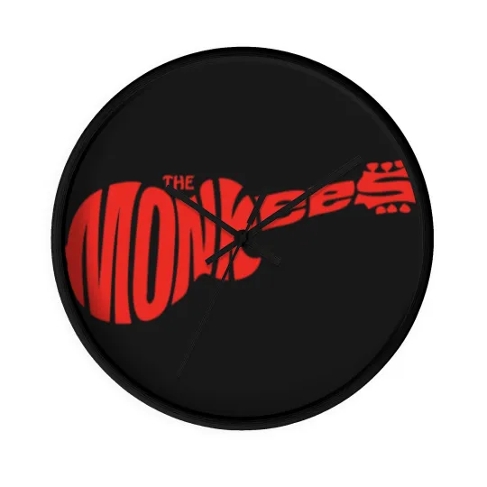 Discover The Monkees Classic Red Guitar Logo White Wall Clocks