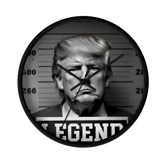 Discover Donald Trump Mug Shot Legend Wall Clocks, Donald Trump Wall Clocks