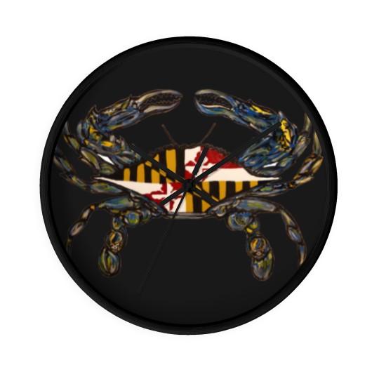 Discover Royal Blue Maryland Flag Crab - Wall Clocks