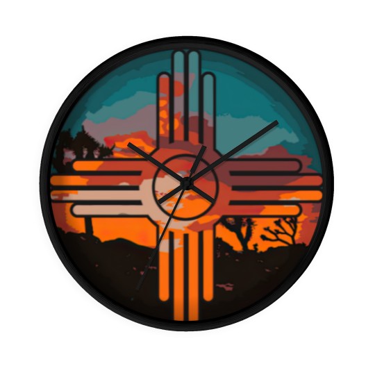 Discover New Mexico Zia Symbol And Landscape Art Wall Clocks Wall Clocks