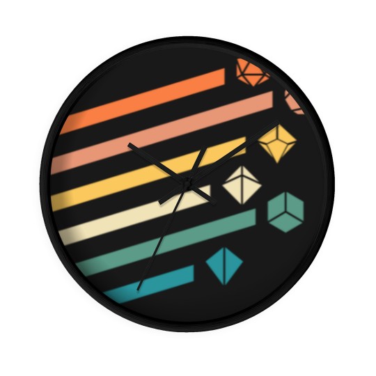 Discover Retro Minimalist Polyhedral Dice Set Tabletop RPG - Dungeons And Dragons - Wall Clocks