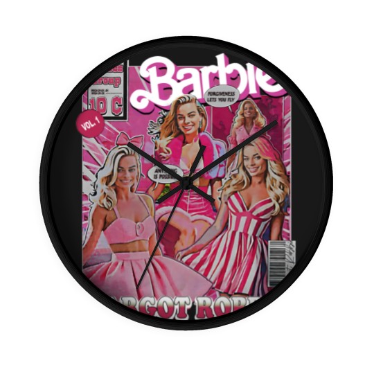 Discover Margot Robbie Barbie  Wall Clocks, Retro Vintage Margot Robbie Wall Clocks