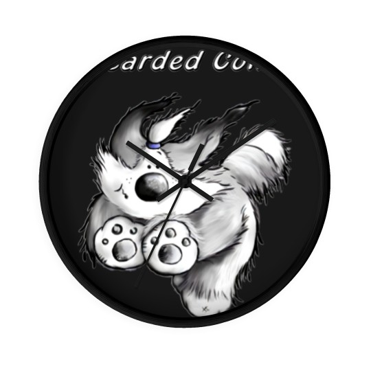 Discover Running Bearded Collie - Dog Cartoon - Gift Wall Clocks