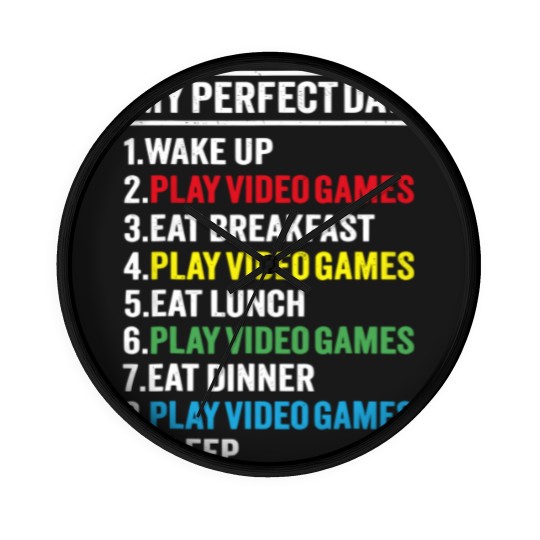 Discover My Perfect Day Video Games Funny Gamer Gift Boys M Wall Clocks