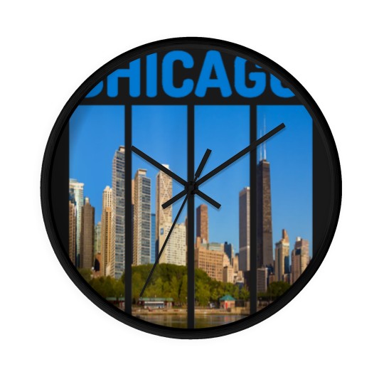 Discover Downtown Chicago Skyline Souvenirs State Illinois Wall Clocks Wall Clocks