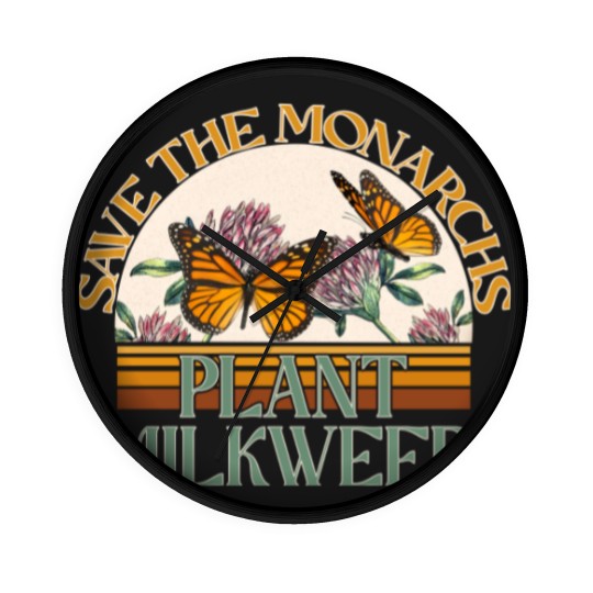 Discover Retro Save The Monarchs Plant Milkweed Butterfly Wall Clocks For Women With Flower,Butterfly Wall Clocks