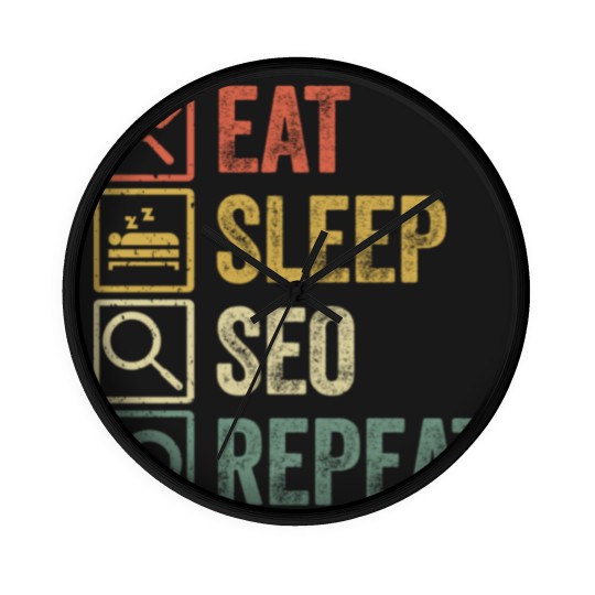 Discover Funny eat sleep seo repeat retro vintage gift11 Wall Clocks