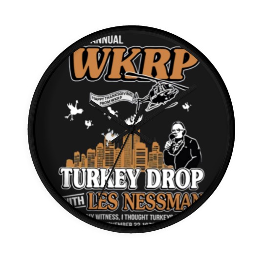 Discover Turkey Drop Wall Clocks, First Annual WKRP Wall Clocks, Thanksgiving WKRP Wall Clocks