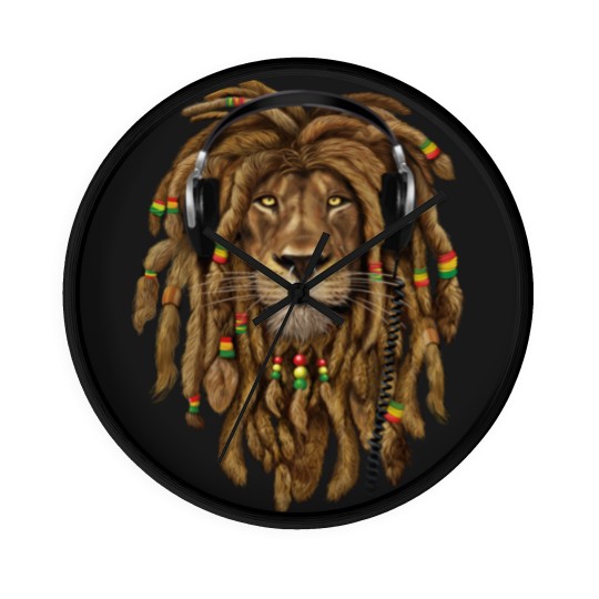 Discover Rasta Reggae Lion Music Art for Rastafari Lover Wall Clocks