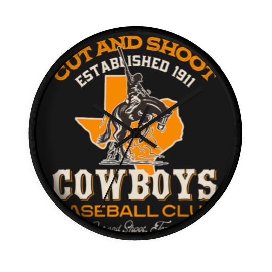 Discover Cow Cut and Shoot Texas Cowboys Retro Minor League Baseball Team Mooey Heifer Wall Clocks