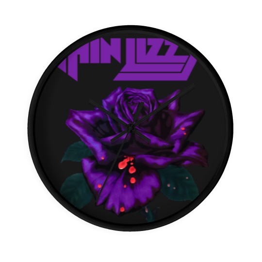 Discover Thin Lizzy Purple Rose Pop Rock Band Black Wall Clocks