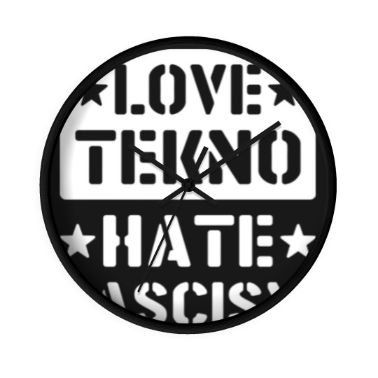 Discover 23NO006 - love tekno hate fascism Wall Clocks