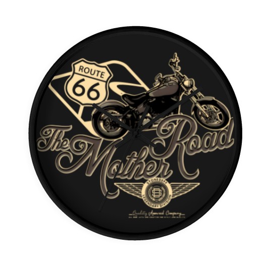 Discover Motorcycle - Route 66 the mother road Wall Clocks