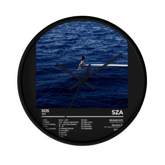 Discover S.Z.A S.O.S Album Vintage Wall Clocks, Sza Bootleg 90s Black Wall Clocks