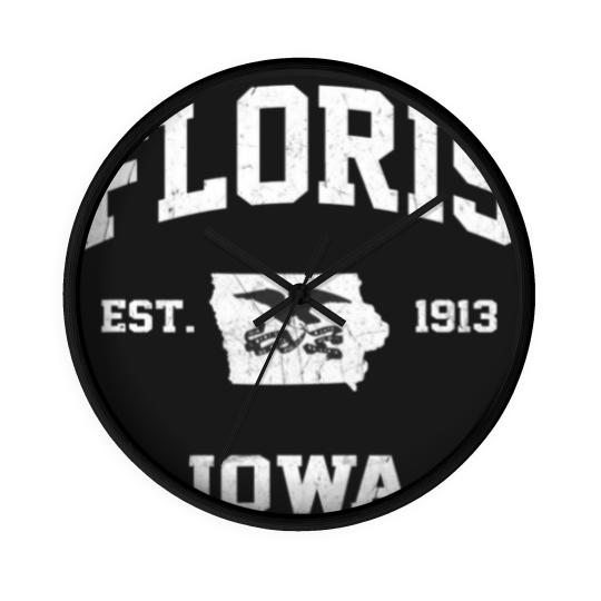 Discover Floris Iowa IA Vintage State Athletic Style Wall Clocks