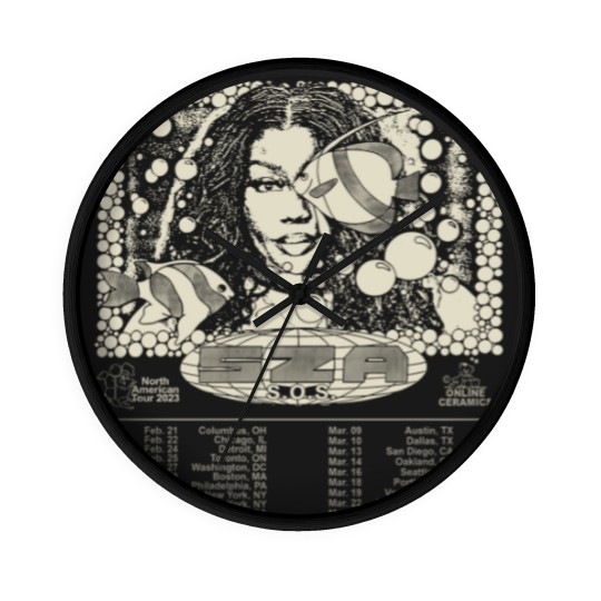 Discover SZA SOS Tour Wall Clocks, Sza Merch 2023 Wall Clocks, Sza North American Tour Merch, SOS Tour 2023 Wall Clocks