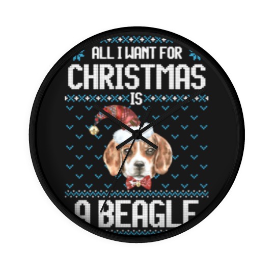 Discover All I want for Christmas is a beagle Wall Clocks