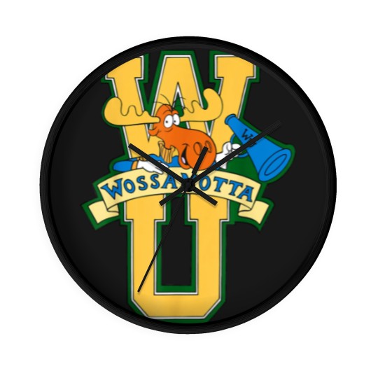 Discover Rocky and Bullwinkle Wossamotta U Logo Wall Clocks