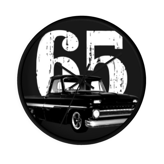 Discover 1965 C10 Pickup Truck Front Three Quarter View Wall Clocks