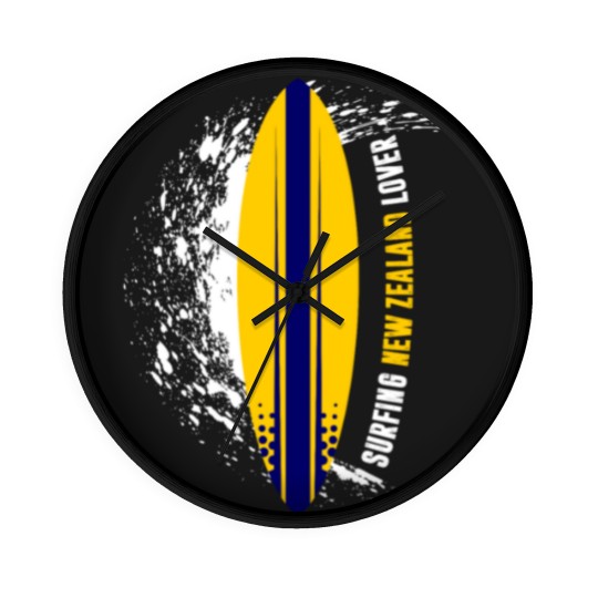 Discover Surfing New Zealand Lover Wall Clocks