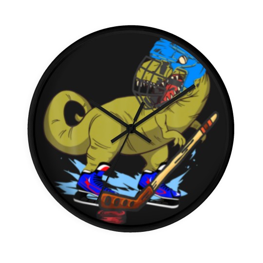 Discover Ice Hockey Dino Hockey Dinosaur Play Ice Hockey Re Wall Clocks