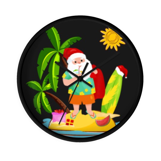 Discover Santa Surfing Christmas in July Summer Surf Gift Wall Clocks