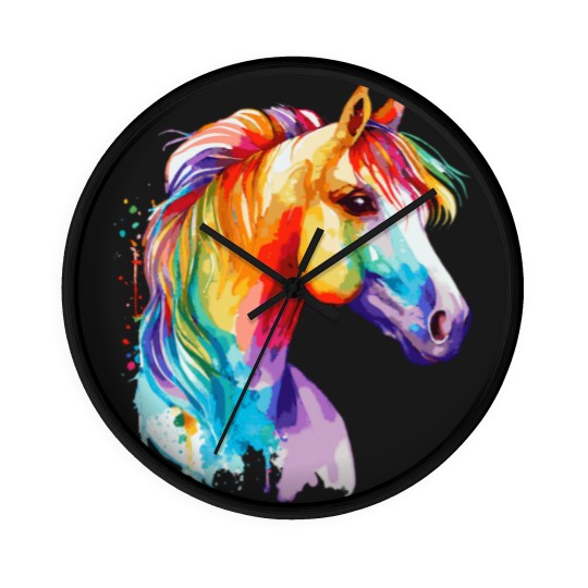 Discover Watercolor Horse Pony Colorful Pet Ponys Lover Wall Clocks